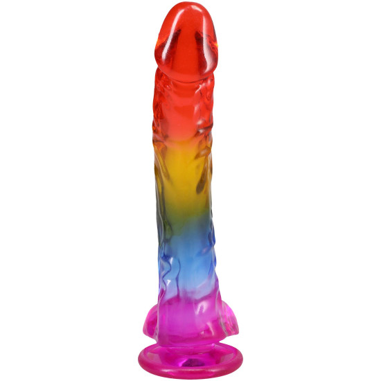 Фалоімітатор, довжина 24.1 см, райдужний Doc Johnson Crystal Jellies - 9.5 Inch Dildo - Rainbow
