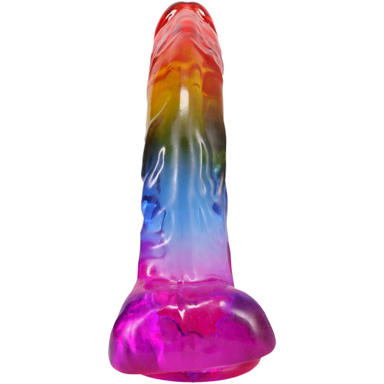 Фалоімітатор, довжина 24.1 см, райдужний Doc Johnson Crystal Jellies - 9.5 Inch Dildo - Rainbow