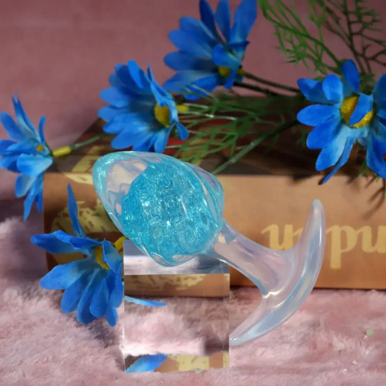 Анальна пробка у формі морозива, синя Liebe Seele Icecream-shaped Crystal Anal Plug - Blue, розмір S
