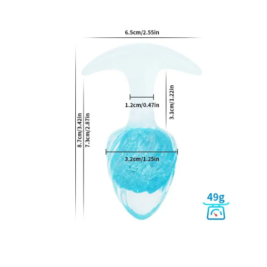 Анальна пробка у формі морозива, синя Liebe Seele Icecream-shaped Crystal Anal Plug - Blue, розмір S