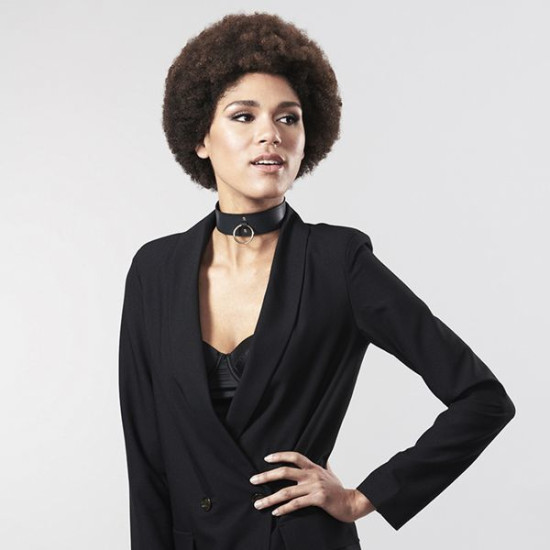 Регульований чокер з екошкіри, чорний Bijoux Indiscrets MAZE Wide Choker Black