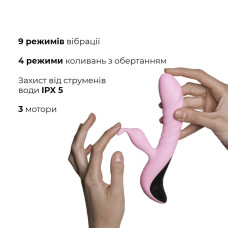 Вибратор-кролик розового цвета с массирующими движениями ствола Adrien Lastic Mini Trigger