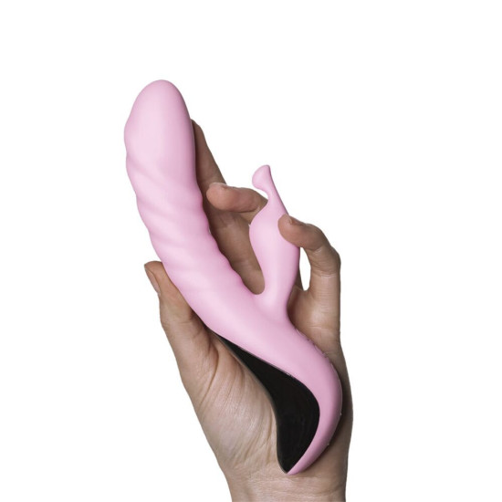 Вибратор-кролик розового цвета с массирующими движениями ствола Adrien Lastic Mini Trigger