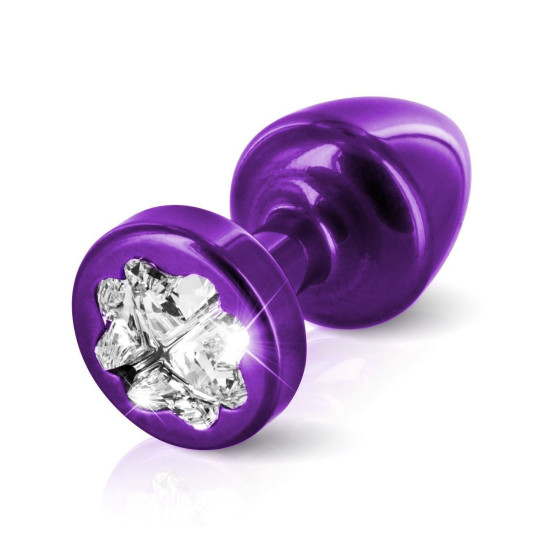 Анальная пробка фиолетового цвета с 4 кристаллами Swarovski в виде листка клевера, диаметр 25 мм Diogol Anni R Clover Purple