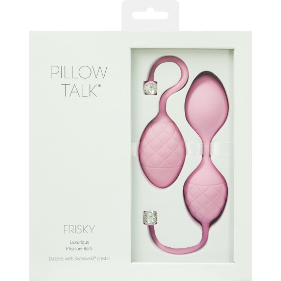Вагінальні кульки з кристалом, діаметр 3,2 см, вага 49-75 г, рожеві PILLOW TALK Frisky Pink