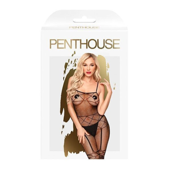 Бодистокинг с чулками и геометрическим рисунком, черный Penthouse Firecracker, S/L