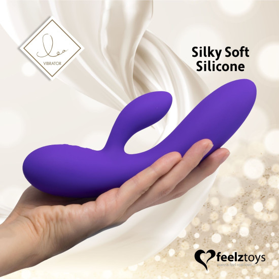 Гибкий вибратор кролик с двумя моторами, фиолетовый, средний FeelzToys Lea Rabbit Vibrator Medium Purple