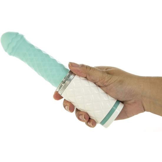 Розкішний вібратор-пульсатор із присоскою, бірюзовий Pillow Talk Feisty Thrusting Vibrator Teal