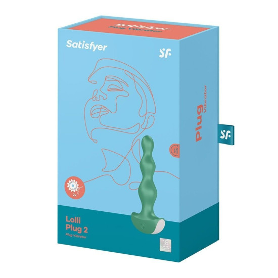 Анальный стимулятор-бусины с двумя моторами, зеленый Satisfyer Lolli-Plug 2 Green