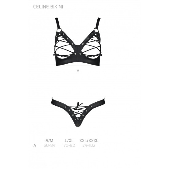 Комплект еротичної білизни, чорний Passion Celine Bikini Black, XXL/XXXL