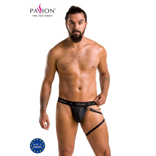 Чоловічі трусики танга з підв'язкою, чорні Passion 058 Thong Bill Black, XXL/XXXL