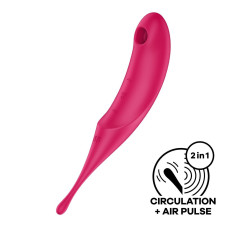 Вібратор для клітора з вакуумною стимуляцією, червоний Satisfyer Twirling Pro Red