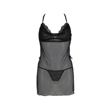 Сорочка со стрингами с заниженной талией, чёрная Passion Deliena Chemise Black, S/M