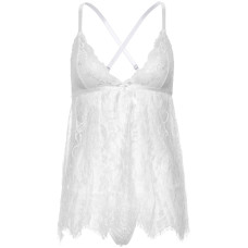 Сорочка беби-долл, белая (в комплекте стринги) Leg Avenue Floral Lace Babydoll & String White, L