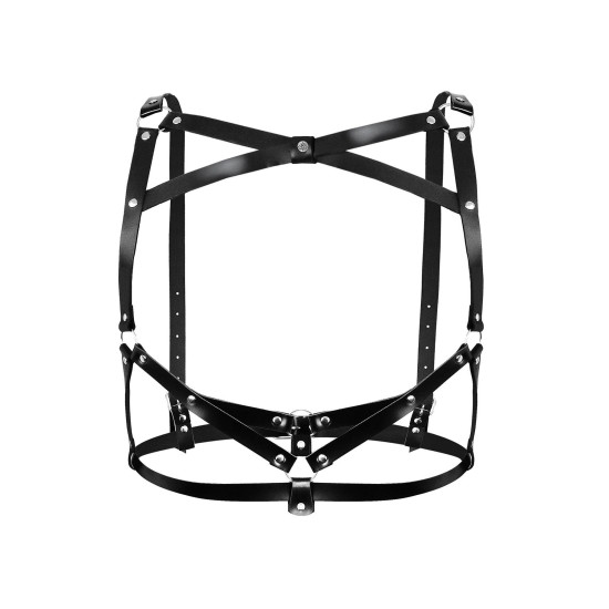 Женская портупея из натуральной кожи, чёрная Art of Sex Leather Sheron Black, XS-M