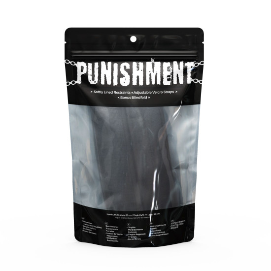 Фиксаторы для руки и бедра, черные Punishment Thigh to Wrist Restraints Black