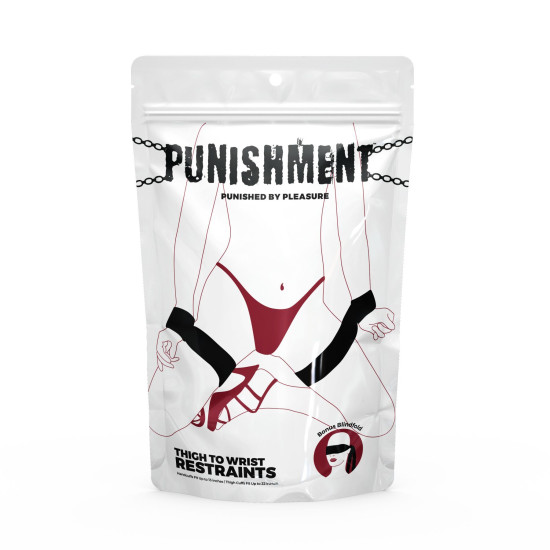Фиксаторы для руки и бедра, черные Punishment Thigh to Wrist Restraints Black