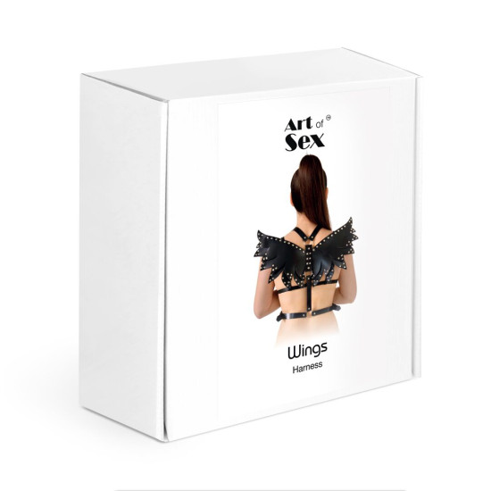Жіноча портупея з крилами, чорна з екошкіри Art of Sex Wings, XS-M