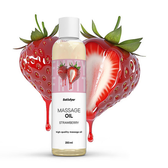 Массажное масло, клубника Satisfyer Massage Oil Strawberry, 250 ml (срок 30.04.2027)