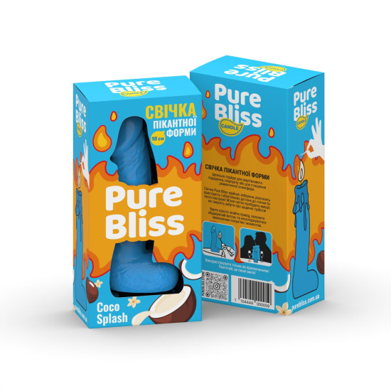 Ароматна свічка у формі члена з ароматом кокосового молока Pure Bliss Blue Coco Splash, 18 cm