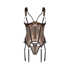 Корсет Obsessive Soranna Cupless Corset & Crotchless Thong, розмір 2XL/3XL