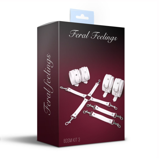 Набор для БДСМ (наручники, поножи, крестовина) Feral Feelings BDSM Kit 3 White