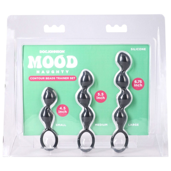 Набір анальних іграшок з контурними намистинами Doc Johnson Mood Naughty Contour Beads Trainer Set