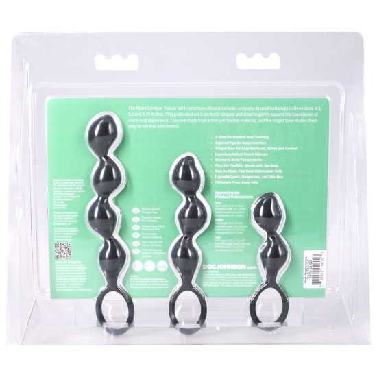 Набір анальних іграшок з контурними намистинами Doc Johnson Mood Naughty Contour Beads Trainer Set