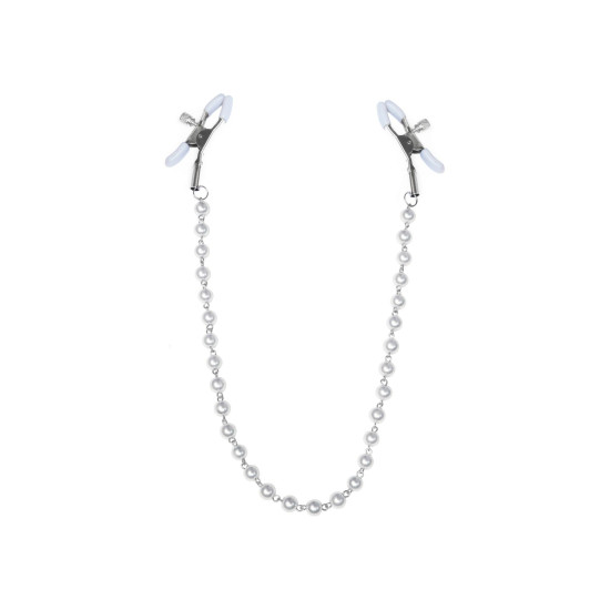 Затискачі для сосків з перлами, срібло/білий Feral Feelings Nipple clamps Pearls Silver/White