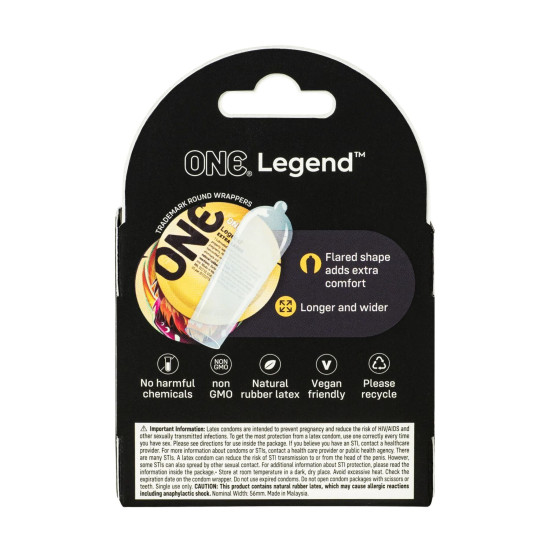 Презервативи ONE Legend Extra Large 3 шт, картонна коробка (пом'ята упаковка!!!)