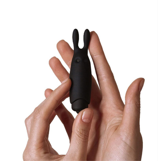 Вібропуля чорного кольору зі стимулювальними вушками Adrien Lastic Pocket Vibe Rabbit Black