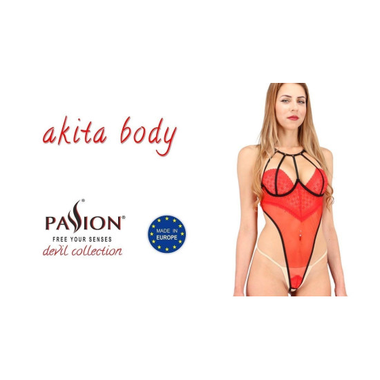 Боди красного цвета с высоким вырезом бедра AKITA BODY Passion Exclusive Red, L/XL