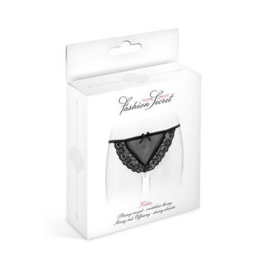 Трусики-стринги черного цвета с жемчужной ниткой Fashion Secret KATIA