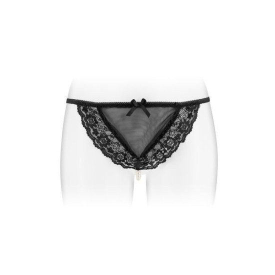 Трусики-стринги черного цвета с жемчужной ниткой Fashion Secret KATIA