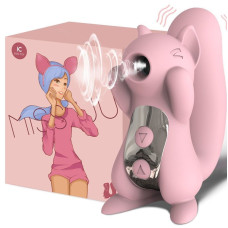 Вакуумний стимулятор з вібрацією, іграшка 2 в 1, рожевий KisToy Miss UU Pink