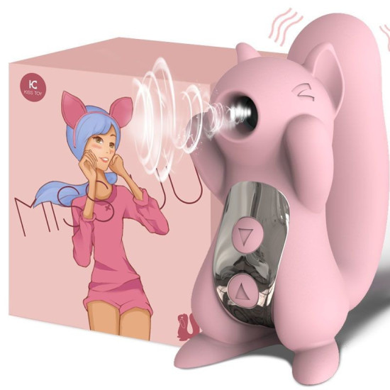 Вакуумный стимулятор с вибрацией, игрушка 2 в 1, розовый KisToy Miss UU Pink