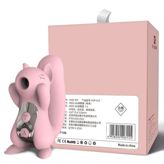 Вакуумный стимулятор с вибрацией, игрушка 2 в 1, розовый KisToy Miss UU Pink