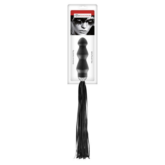 Флоггер с ручкой-анальным плагом Fetish Tentation Whip with Plug Handle