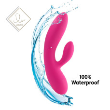 Гибкий вибратор кролик с двумя моторами, красный FeelzToys Lea Rabbit Vibrator Rubine Red