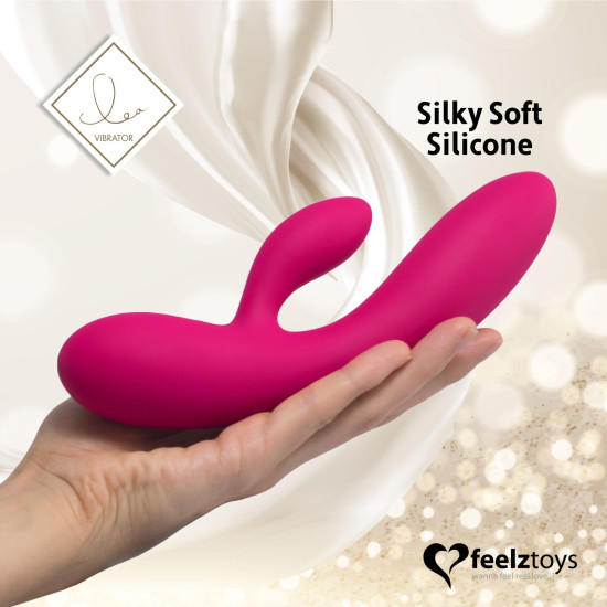 Гибкий вибратор кролик с двумя моторами, красный FeelzToys Lea Rabbit Vibrator Rubine Red
