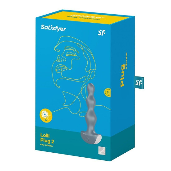 Анальный стимулятор-бусины с двумя моторами, голубой Satisfyer Lolli-Plug 2 Ice Blue