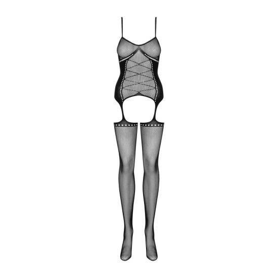 Бодістокінг з імітацією корсета і корсетної шнурівки Obsessive Bodystocking G314, S/M/L