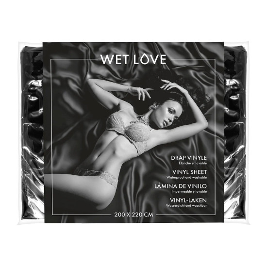 Виниловая простыня для секса и массажа, чёрная, размер 220×200 см Fetish Tentation Wet Love Black