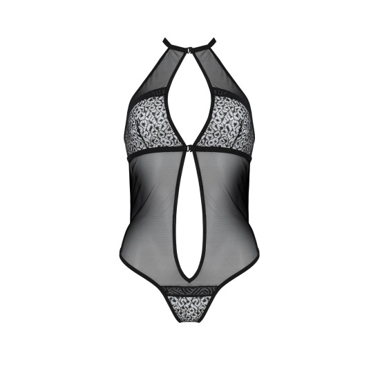 Сетчатое боди с кружевом на груди, чёрное Passion Satara Body Black, S/M
