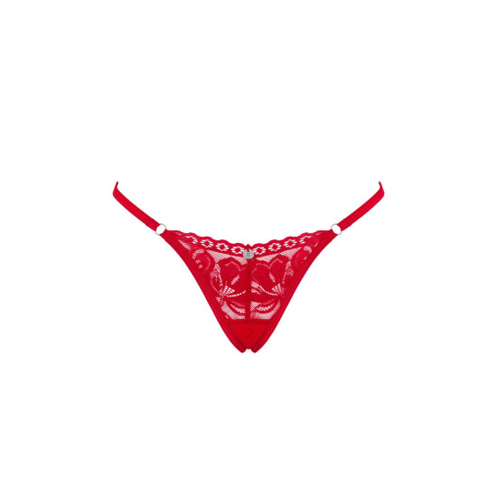 Червоні мереживні стрінги з низькою посадкою Obsessive Lacelove Thong Red, XS/S