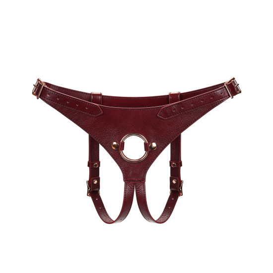 Кожаные трусы для страпона, универсальный размер, красные Liebe Seele Wine Red Strap On Harness