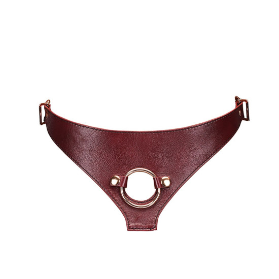 Кожаные трусы для страпона, универсальный размер, красные Liebe Seele Wine Red Strap On Harness
