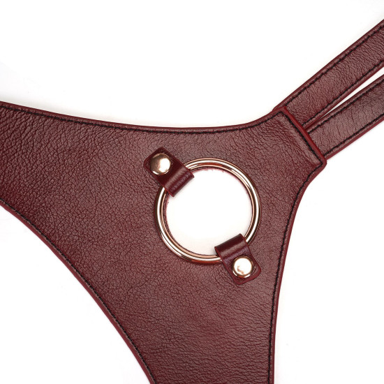 Кожаные трусы для страпона, универсальный размер, красные Liebe Seele Wine Red Strap On Harness
