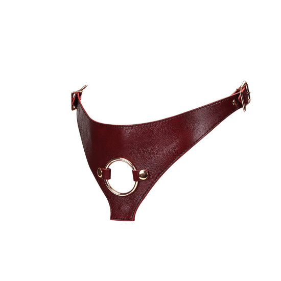 Кожаные трусы для страпона, универсальный размер, красные Liebe Seele Wine Red Strap On Harness