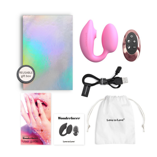Віброяйце з вакуумною кліторальною стимуляцією, рожеве Love To Love Wonderlover Pink Passion